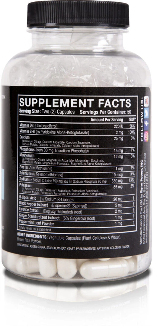 Ryno Power Electrolytes Capsules -Bike Gear World ryno power electrolytes capsules 406950 12