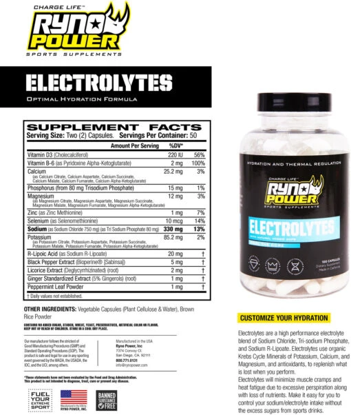 Ryno Power Electrolytes Capsules -Bike Gear World ryno power electrolytes capsules 406950 13
